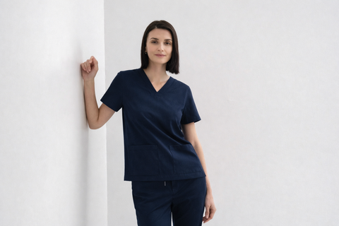 SSS 2 Pkt V Neck Scrub Top