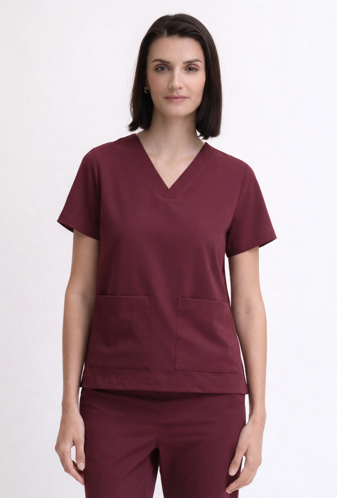 SSS 2 Pkt V Neck Scrub Top