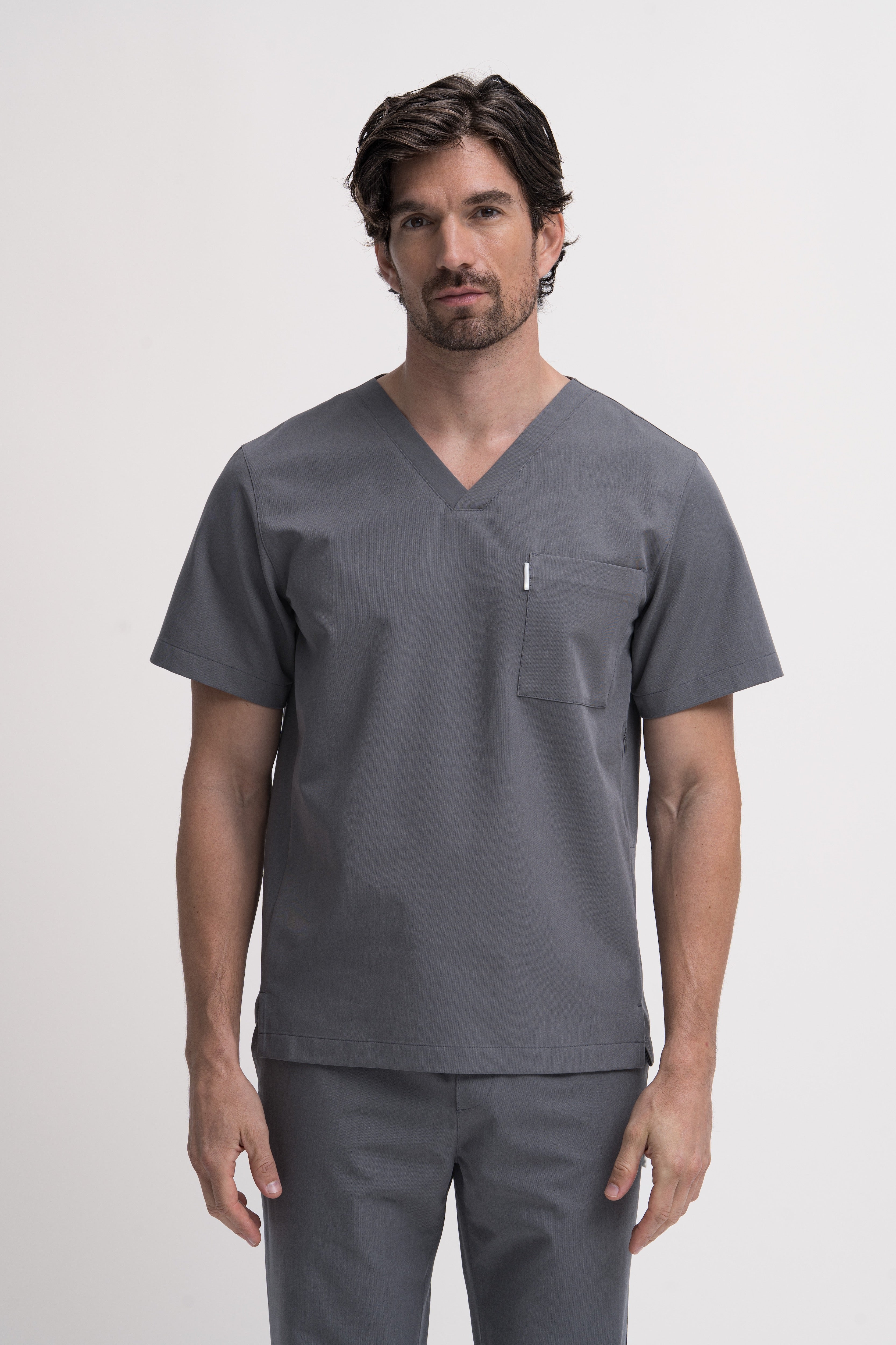 MEN'S CORE V-NECK SCRUB TOP | GREY