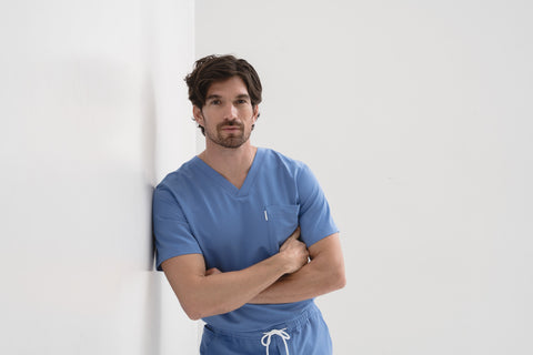 Perfect V Neck Scrub Top in Blue