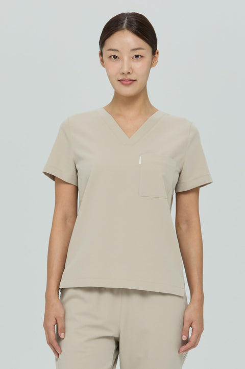 Perfect V Neck Scrub Top in Cappuccino