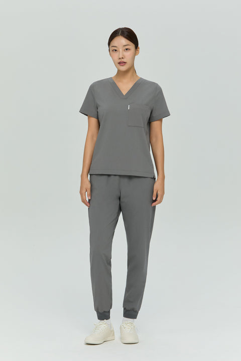 Perfect V Neck Scrub Top in Grey