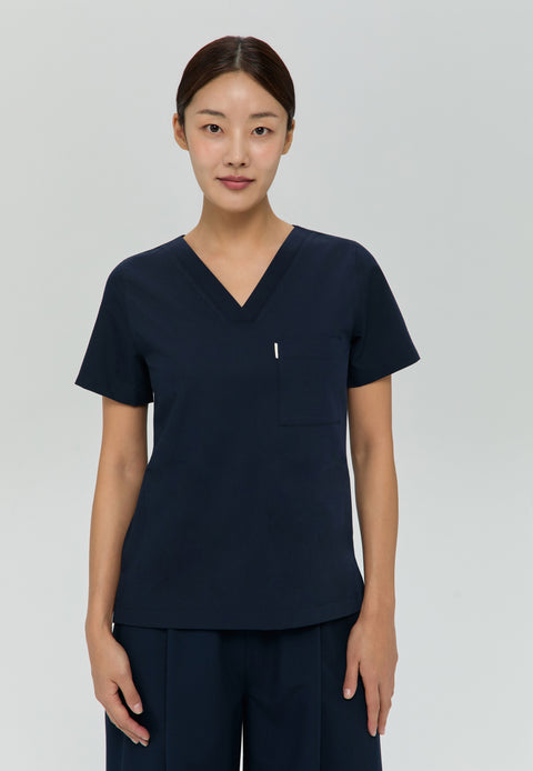 Perfect V Neck Scrub Top in Navy