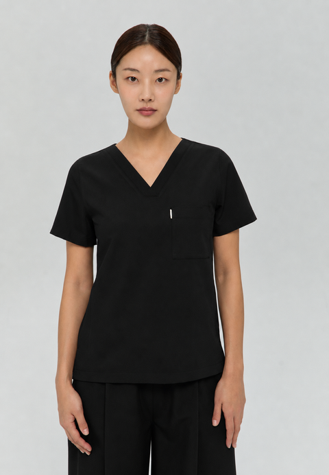 Perfect V Neck Scrub Top in Black