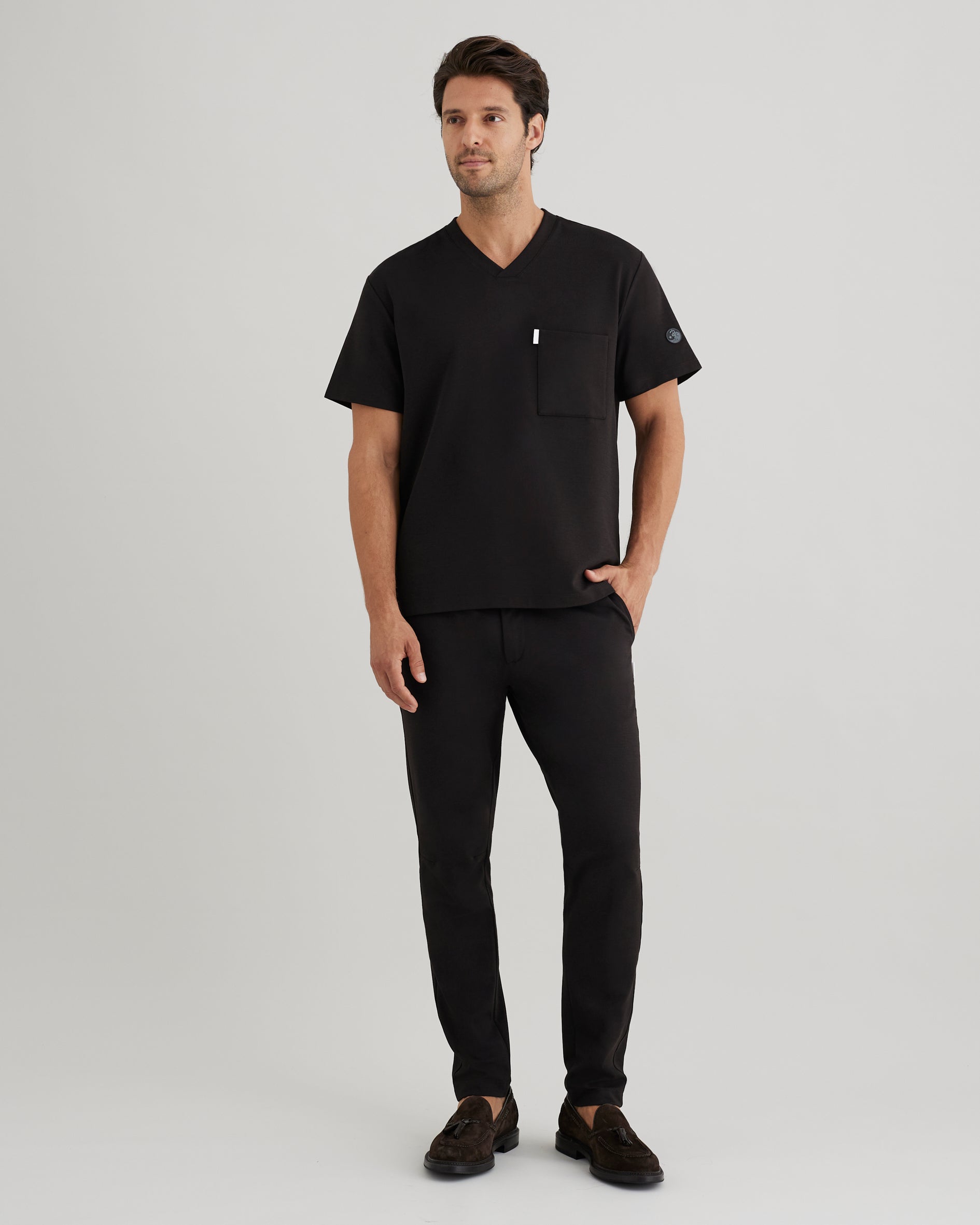 Men's V-neck Office Scrub Top | Jersey Milano