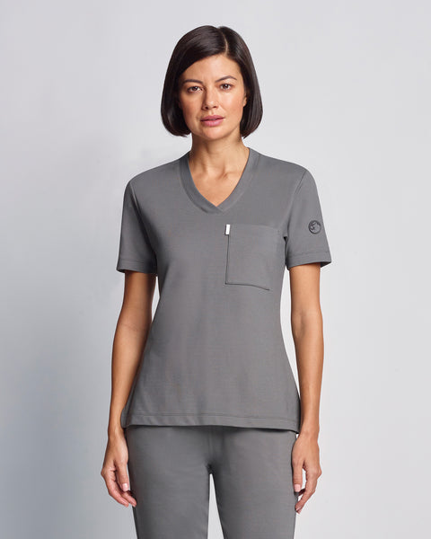 Copper Jersey V Neck Scrub Top