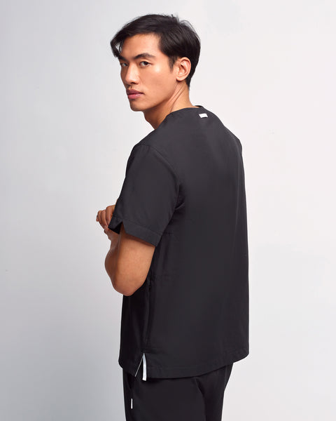 Copper Twill V-neck Notched Scrub Top