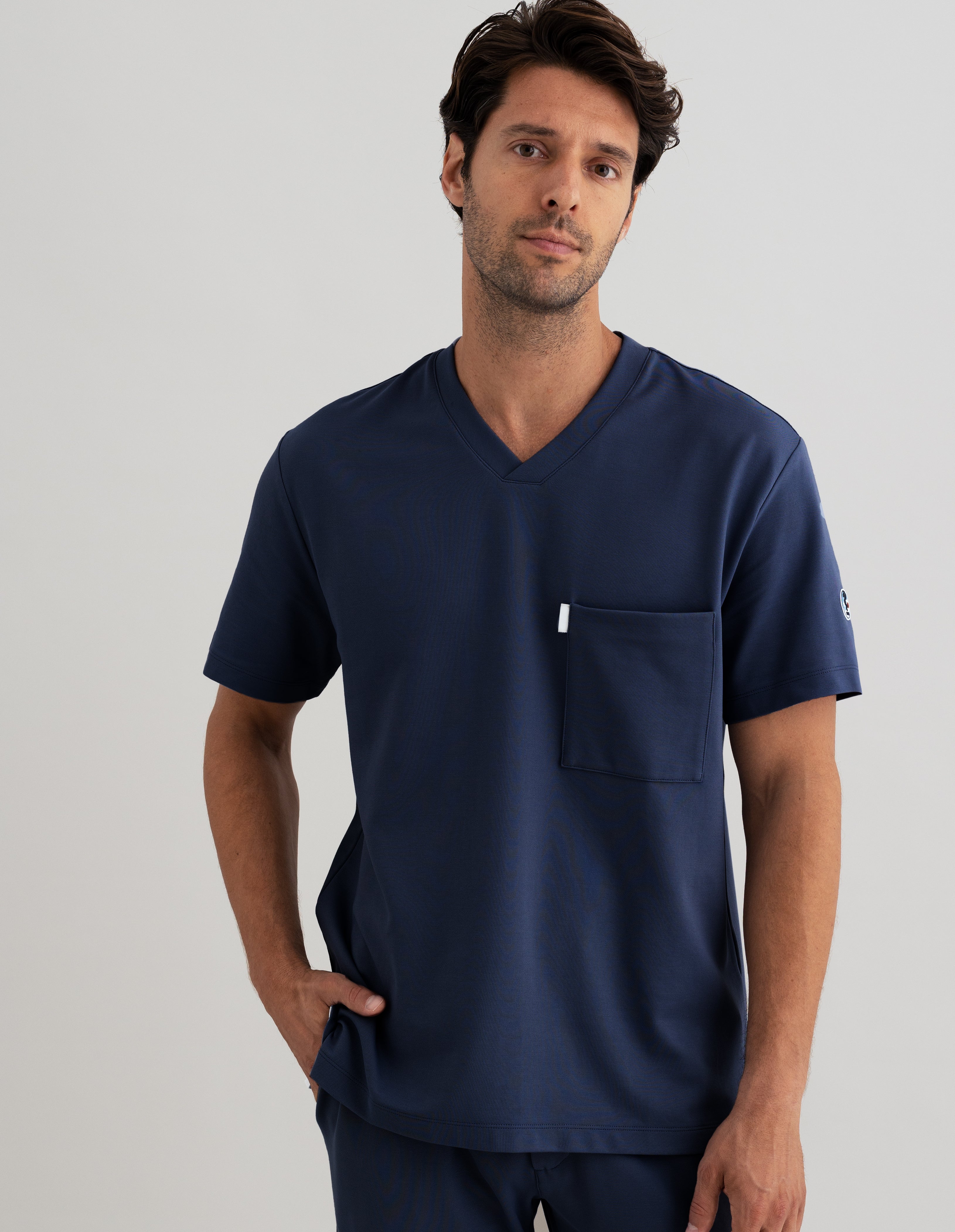 Men's V-neck Office Scrub Top | Jersey Milano