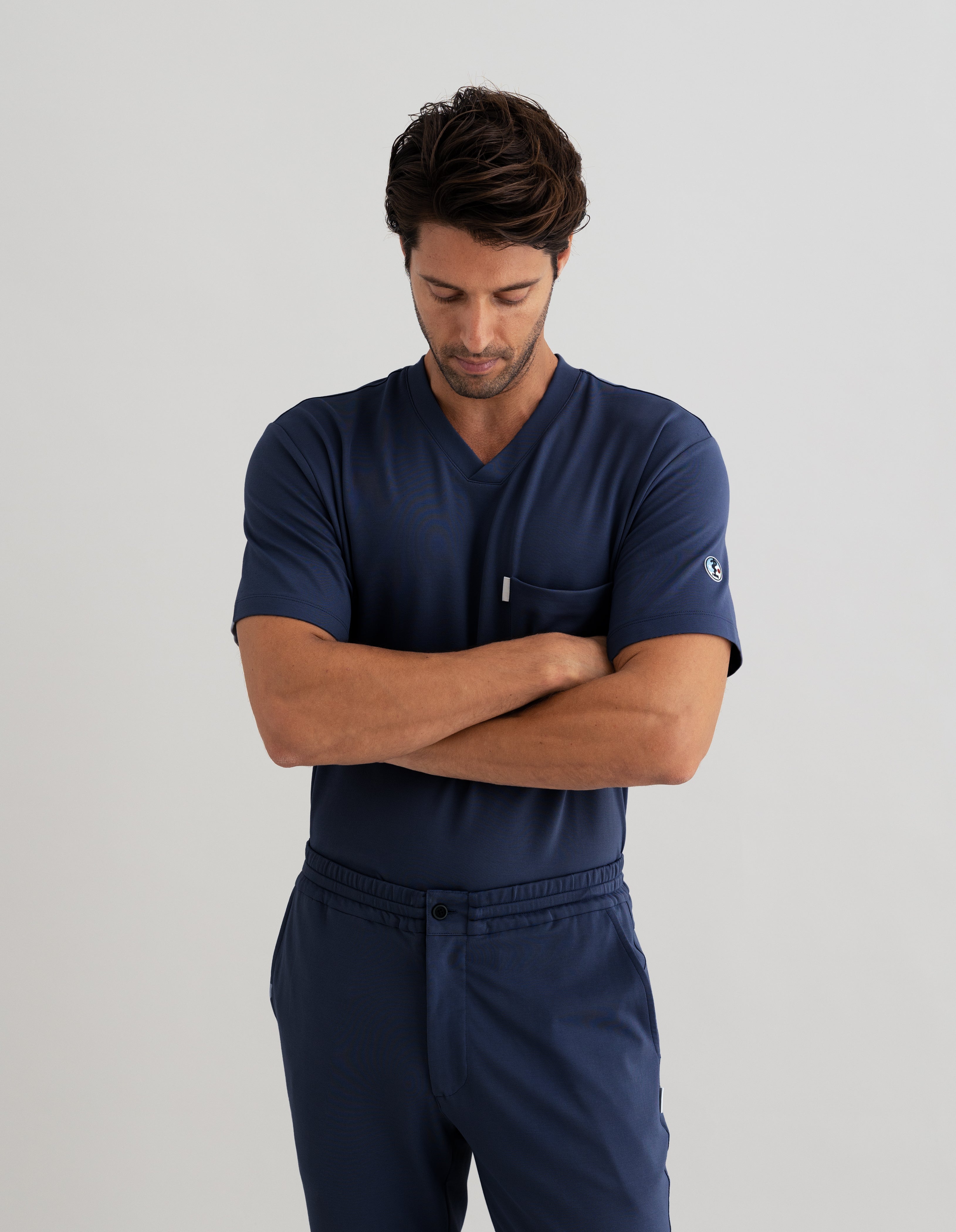 Men's V-neck Office Scrub Top | Jersey Milano