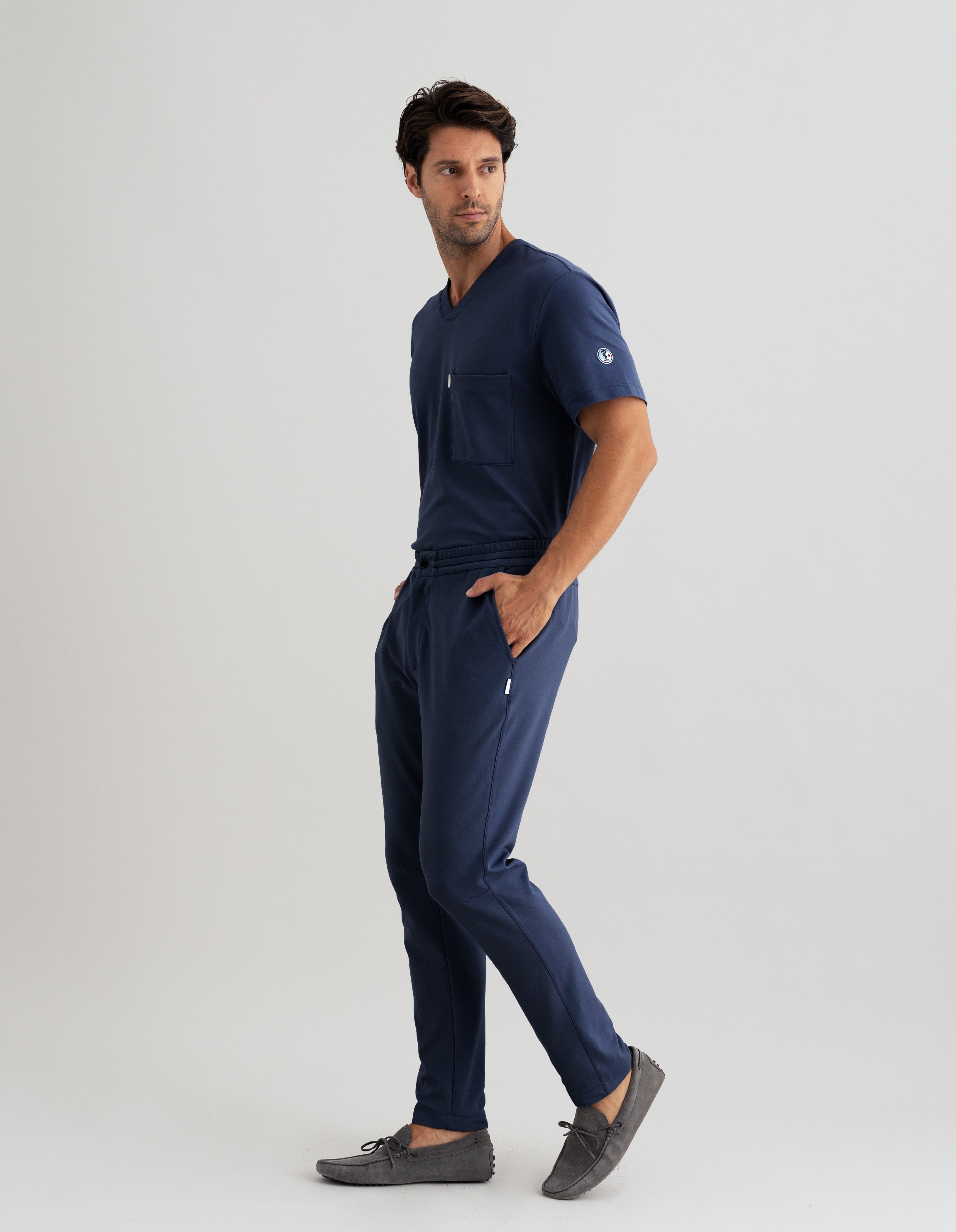 Men's V-neck Office Scrub Top | Jersey Milano