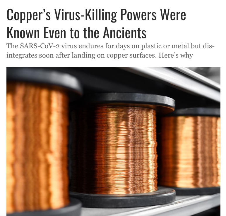 Copper’s Virus-Killing Powers Were Known Even to the Ancients