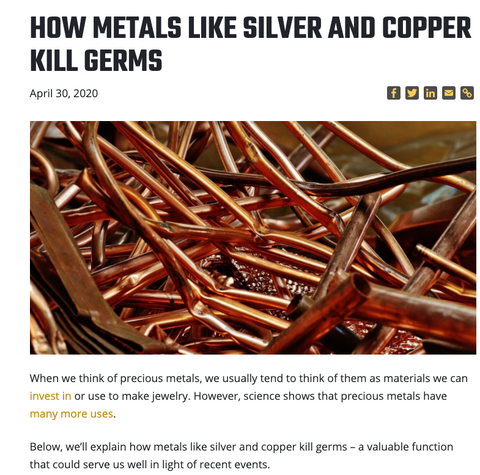 HOW METALS LIKE SILVER AND COPPER KILL GERMS