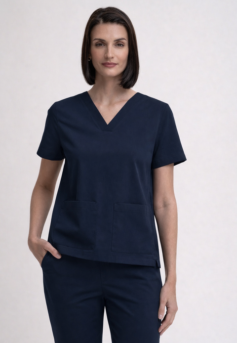 SSS Chest Pkt V Neck Scrub Top