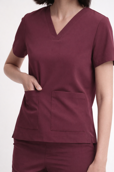 SSS Chest Pkt V Neck Scrub Top
