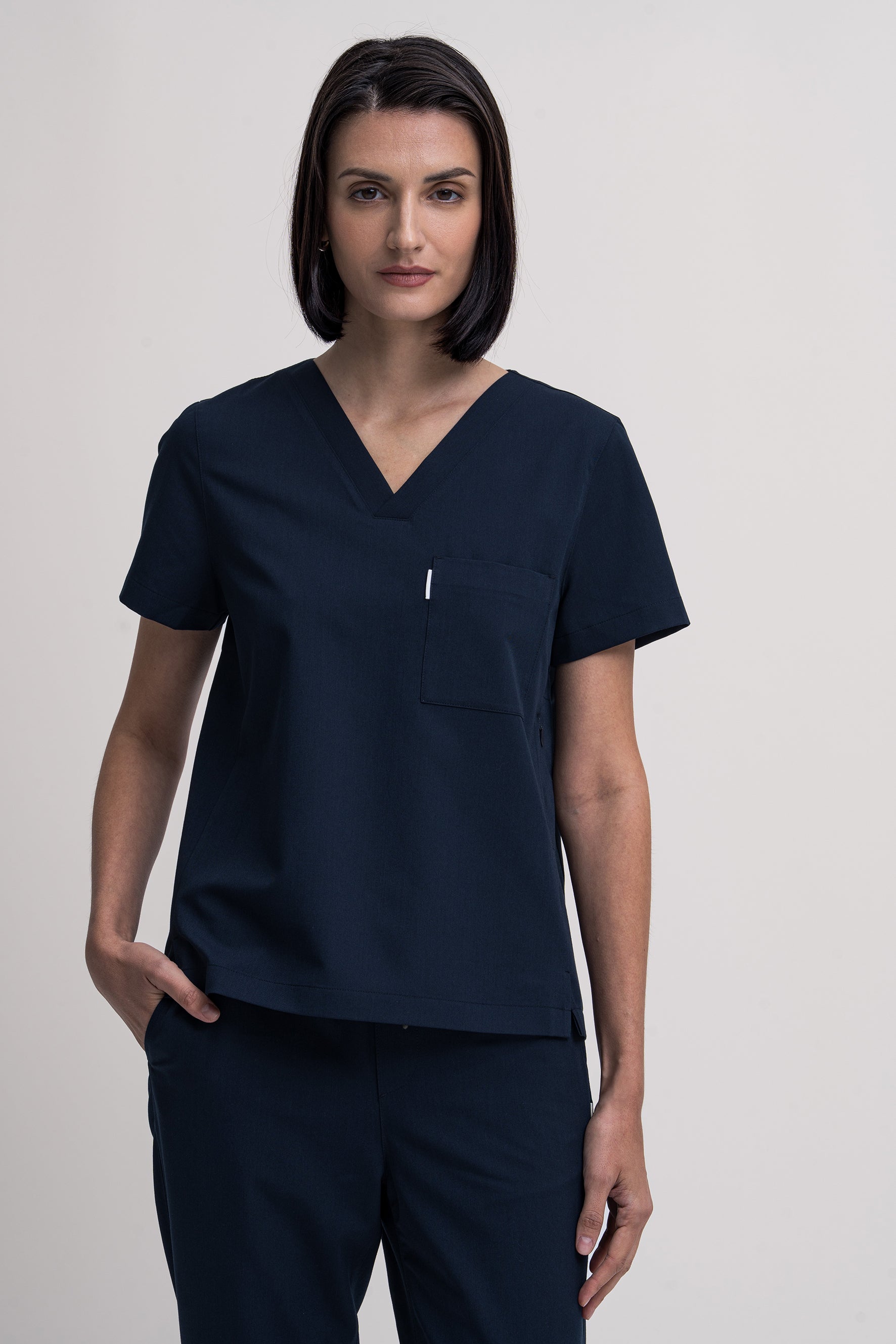 Perfect V Neck Scrub Top in Navy