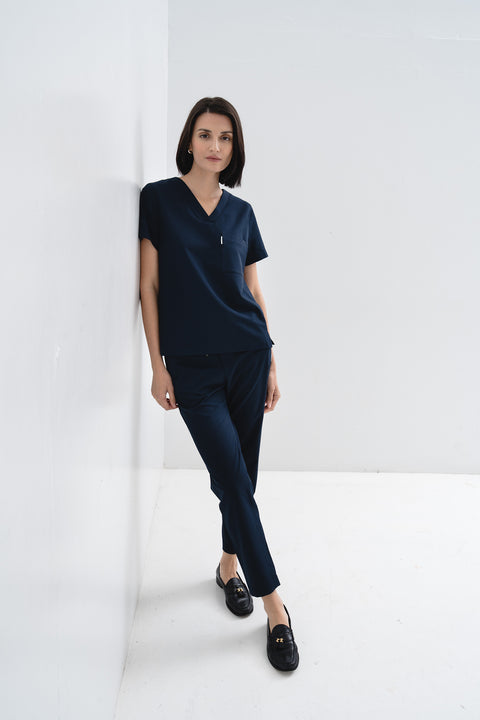 Perfect V Neck Scrub Top in Navy