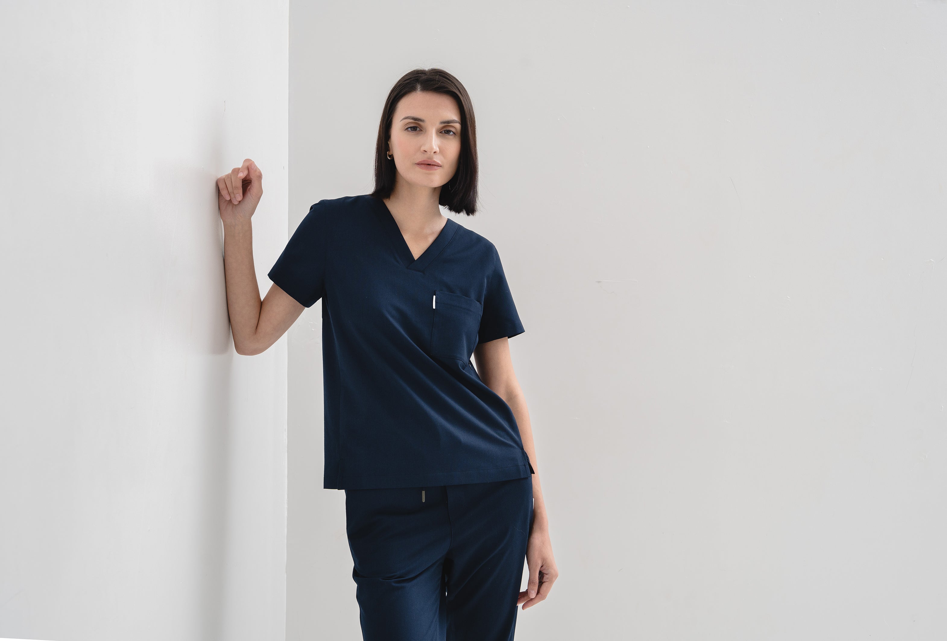 Perfect V Neck Scrub Top in Navy
