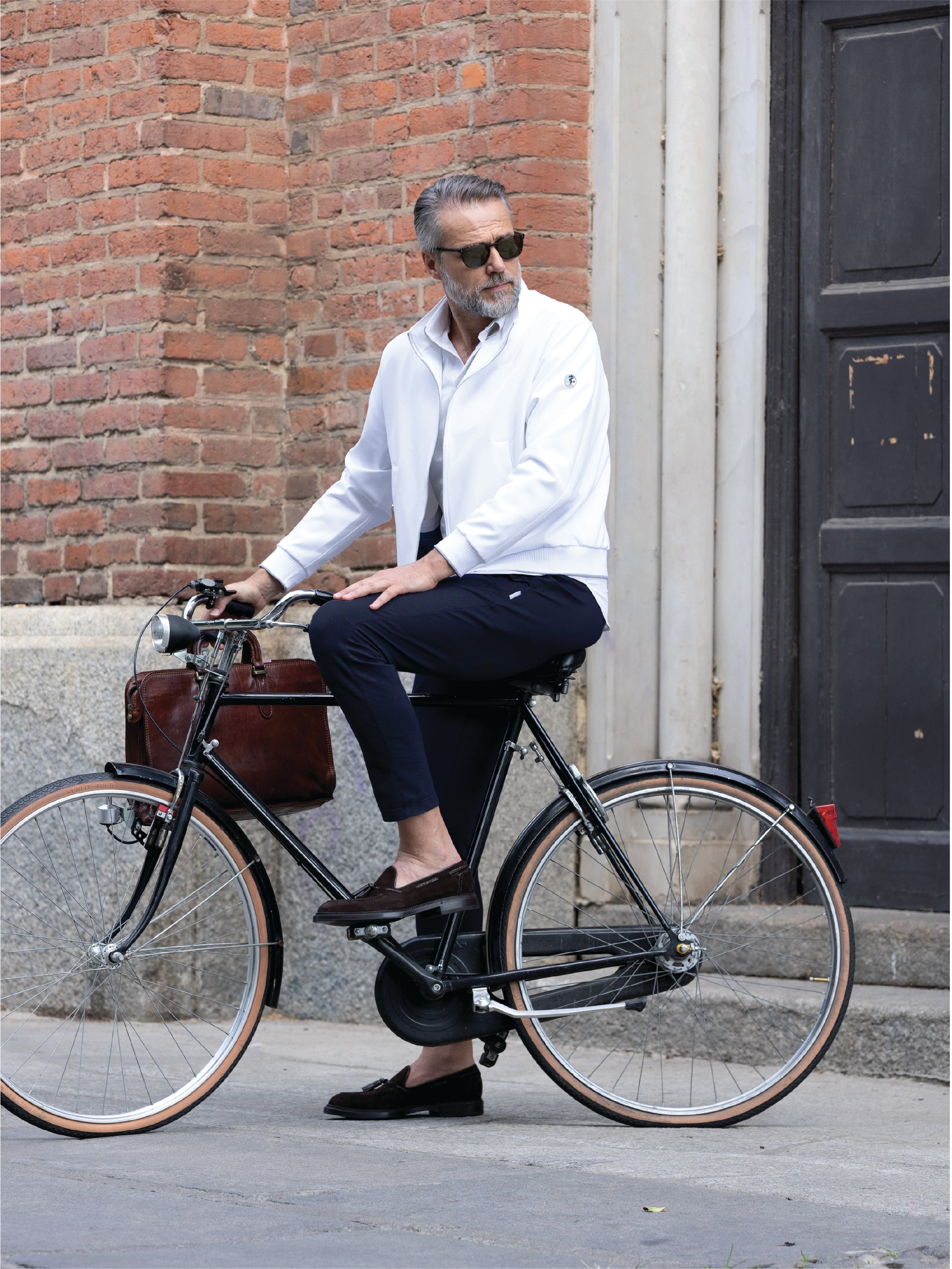 Washington Doctor's Zip Up Jacket in Forte47 Woven in Bright White