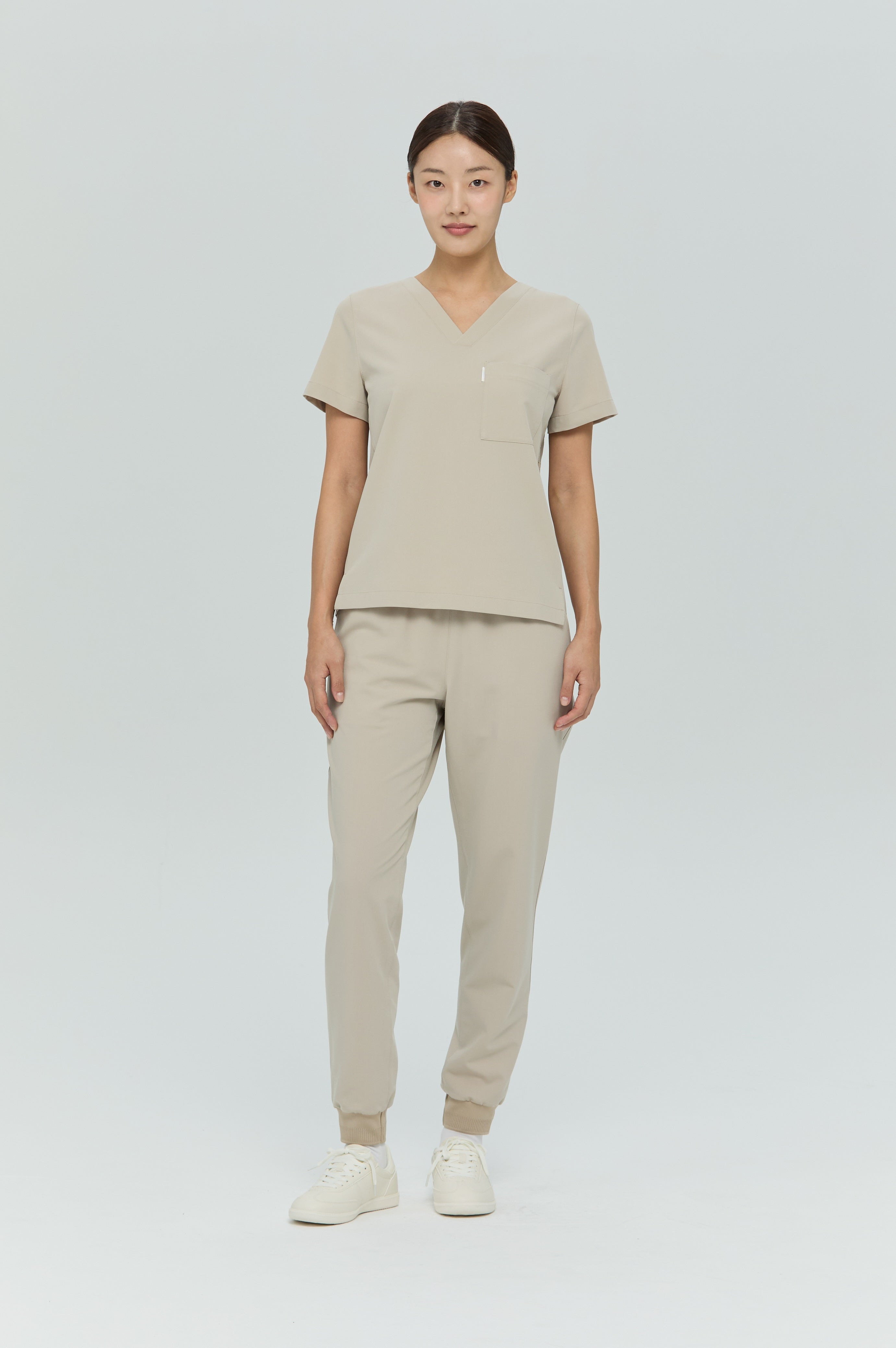 Perfect V Neck Scrub Top in Cappuccino