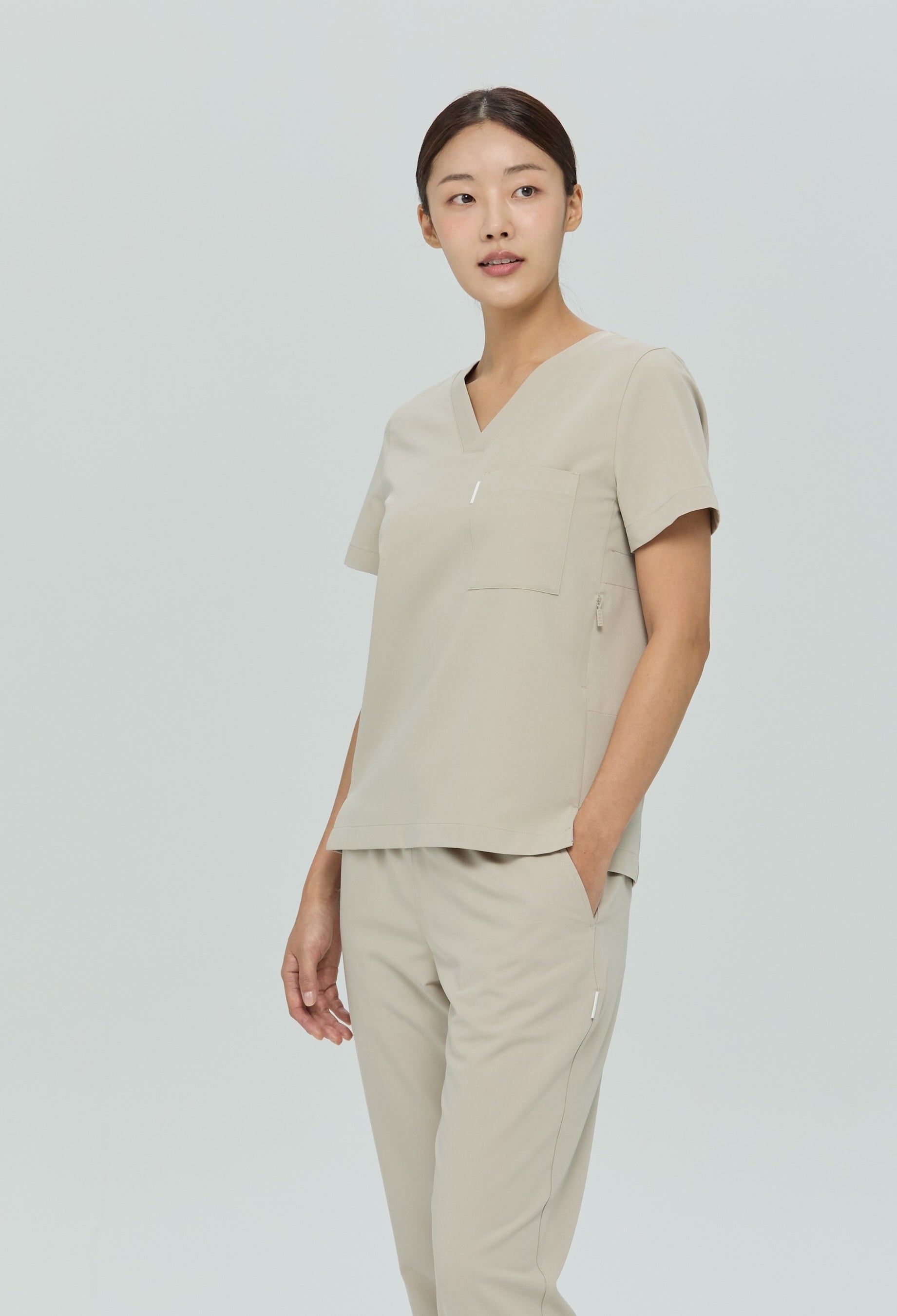 Perfect V Neck Scrub Top in Cappuccino