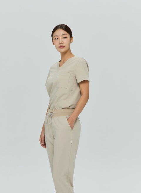 Perfect V Neck Scrub Top in Cappuccino