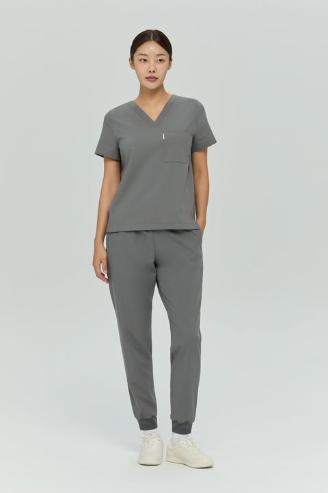 Perfect V Neck Scrub Top in Grey