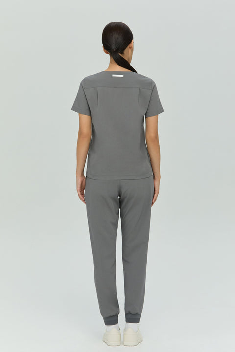Perfect V Neck Scrub Top in Grey