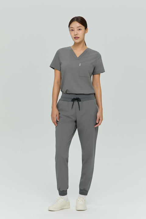 Perfect V Neck Scrub Top in Grey