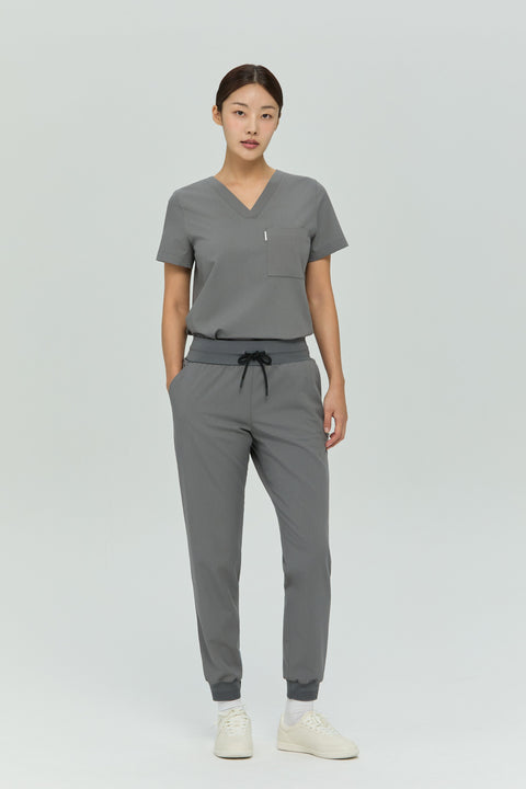 Perfect V Neck Scrub Top in Grey