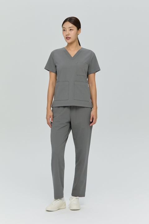 Perfect Straight Scrub Pants in Grey
