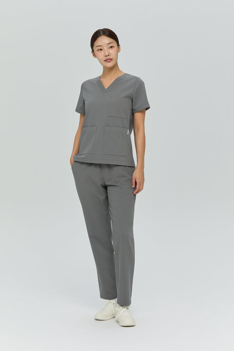 Perfect Straight Scrub Pants in Grey