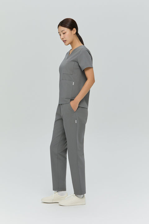 Perfect Straight Scrub Pants in Grey