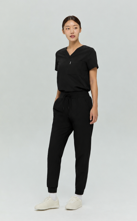 Perfect V Neck Scrub Top in Black