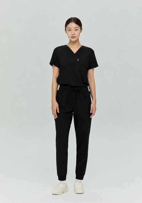 Perfect V Neck Scrub Top in Black