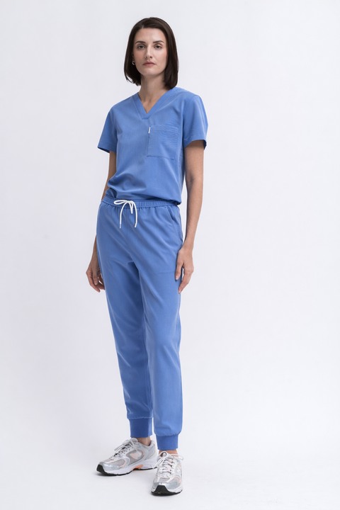 High Waist Scrub Jogger in Blue