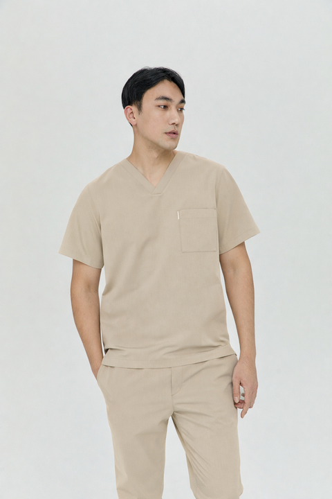 Perfect V Neck Scrub Top in Cappuccino