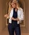 Dr. Targol wearing the women’s lightweight cotton doctor’s jacket with Balmacaan collar – front view in professional setting