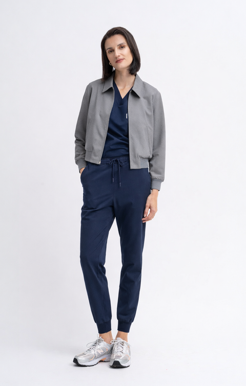 High Waist Scrub Jogger in Navy