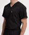 Close-up detail of Men’s Core V-Neck Scrub Top in navy – featuring premium fabric, discreet pockets, and modern craftsmanship
