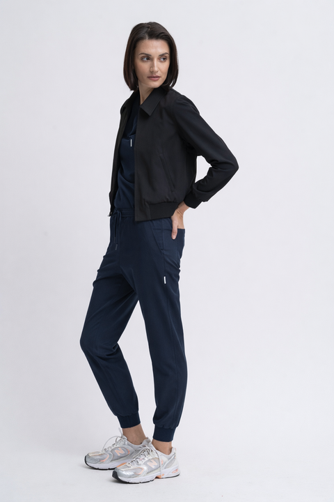 High Waist Scrub Jogger in Navy
