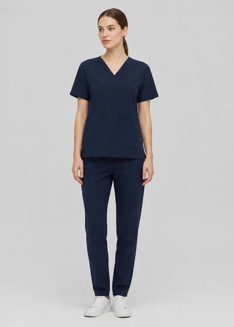 SSS Chest Pkt V Neck Scrub Top