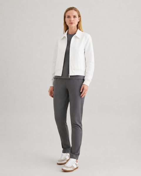 Gabardina Balmacaan Dr. de Algodón Orgánico en Blanco