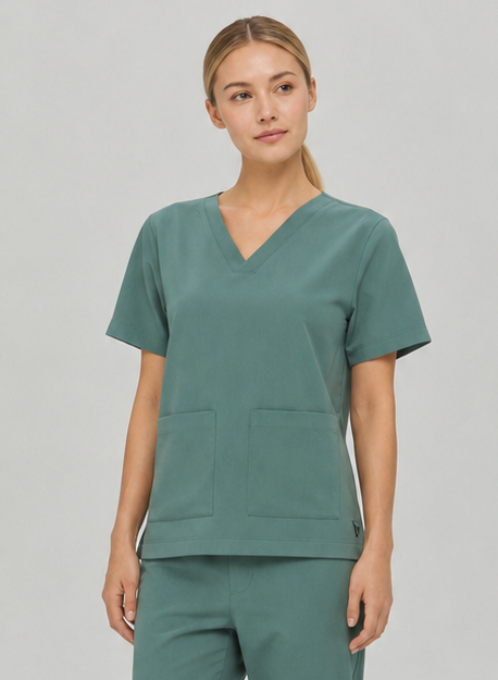 SSS 2 Pkt V Neck Scrub Top