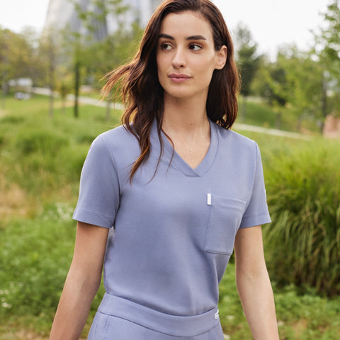 Copper Jersey V Neck Scrub Top