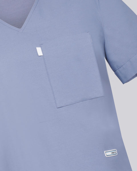 Copper Twill V-neck Notched Scrub Top