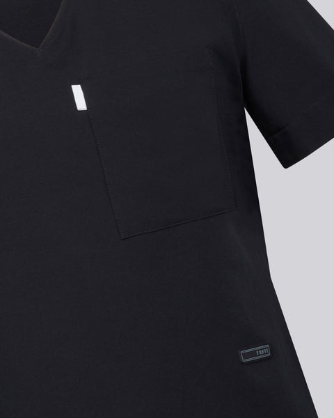 Copper Twill V-neck Notched Scrub Top