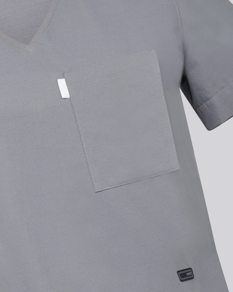 Copper Twill V-neck Notched Scrub Top
