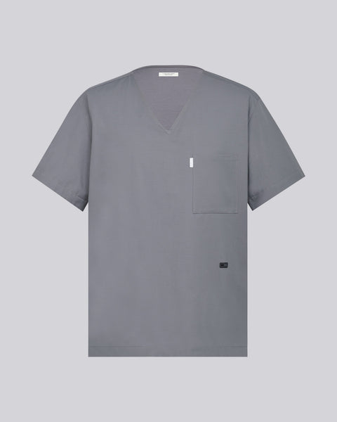Copper Twill V-neck Notched Scrub Top