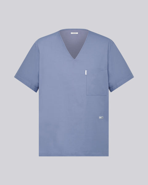 Copper Twill V-neck Notched Scrub Top