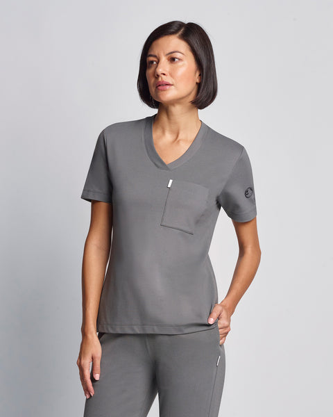 Copper Jersey V Neck Scrub Top